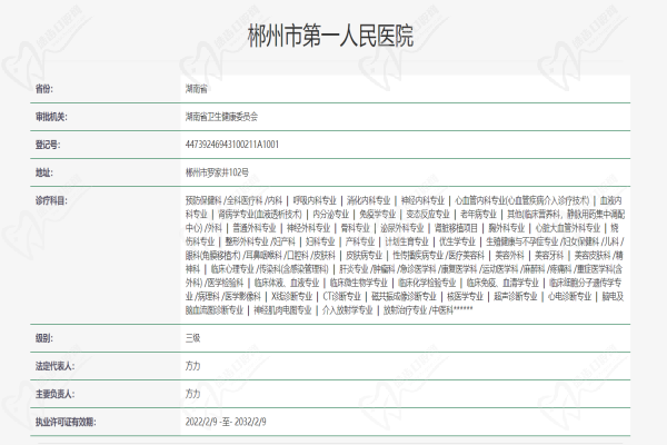 郴州市第 一人民醫(yī)院眼科資質(zhì)查詢