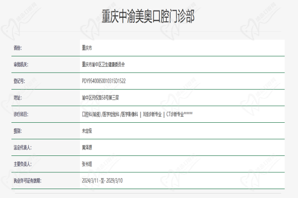 重慶中三口腔衛(wèi)健委資質(zhì)查詢