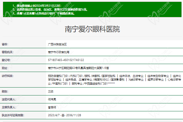 南寧愛爾眼科醫(yī)院正規(guī)資質(zhì)